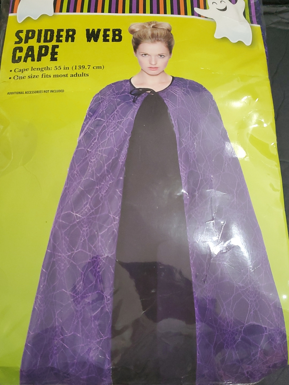 Black purple Spider Web spooky dracula vampire cape one size fits most adults